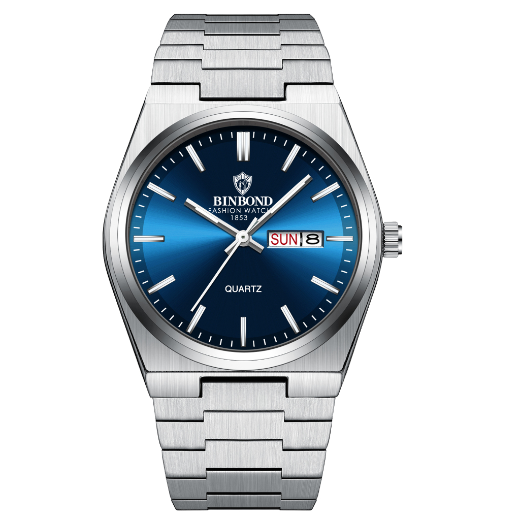 Binbang BINBOND B102 Moda Nova Fivela De Aço Inoxidável Relógio Masculino Casual De Quartzo Calendário Fino