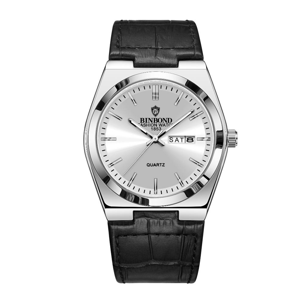 Binbang BINBOND B102 Moda Nova Fivela De Aço Inoxidável Relógio Masculino Casual De Quartzo Calendário Fino