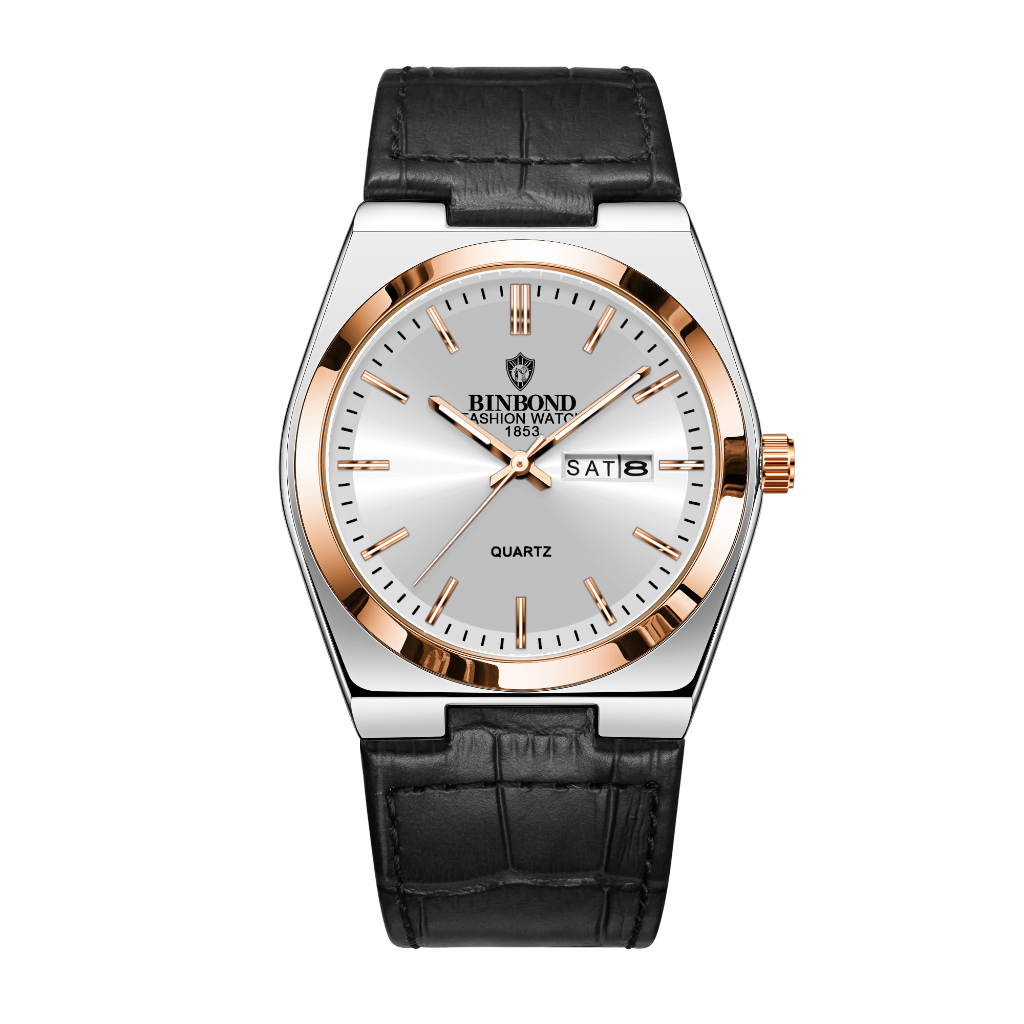 Binbang BINBOND B102 Moda Nova Fivela De Aço Inoxidável Relógio Masculino Casual De Quartzo Calendário Fino