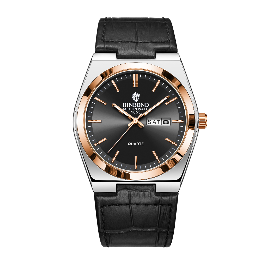 Binbang BINBOND B102 Moda Nova Fivela De Aço Inoxidável Relógio Masculino Casual De Quartzo Calendário Fino