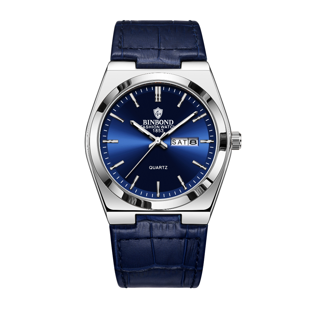 Binbang BINBOND B102 Moda Nova Fivela De Aço Inoxidável Relógio Masculino Casual De Quartzo Calendário Fino