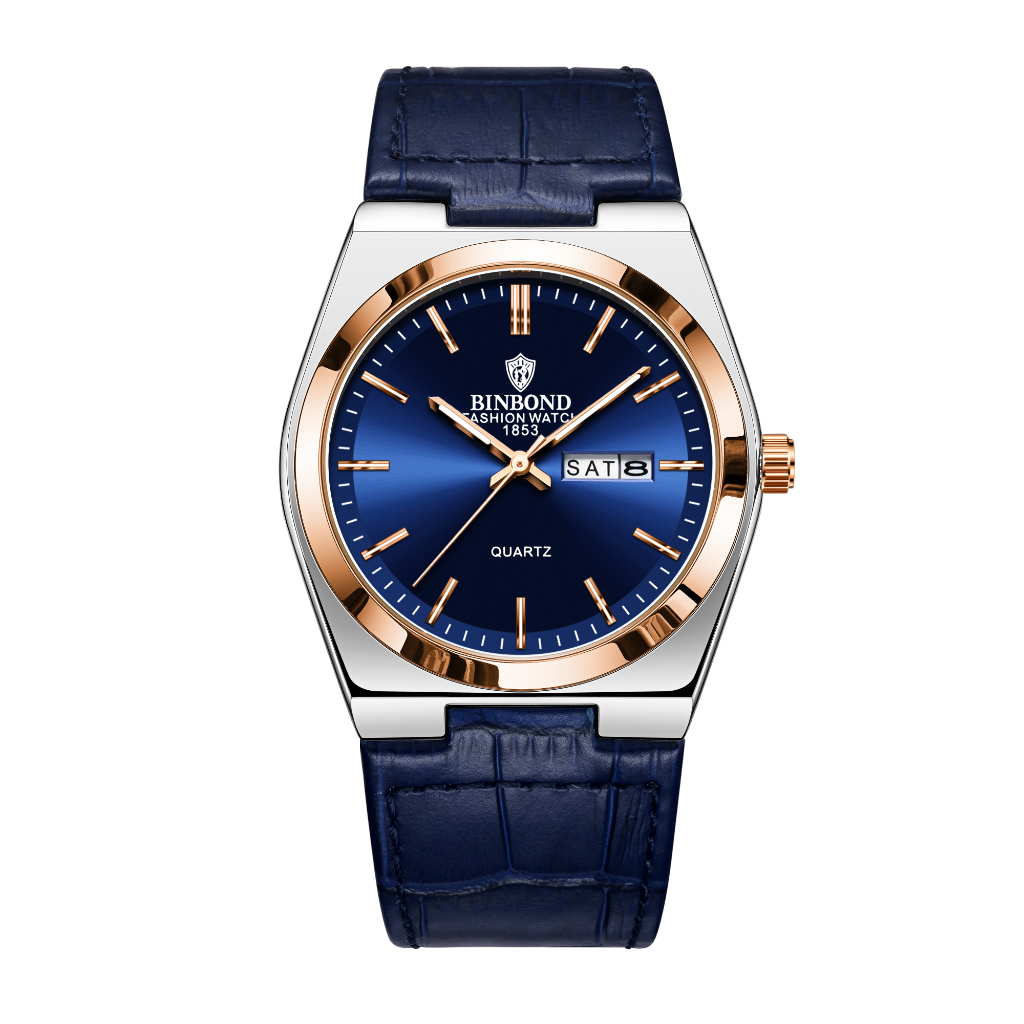 Binbang BINBOND B102 Moda Nova Fivela De Aço Inoxidável Relógio Masculino Casual De Quartzo Calendário Fino