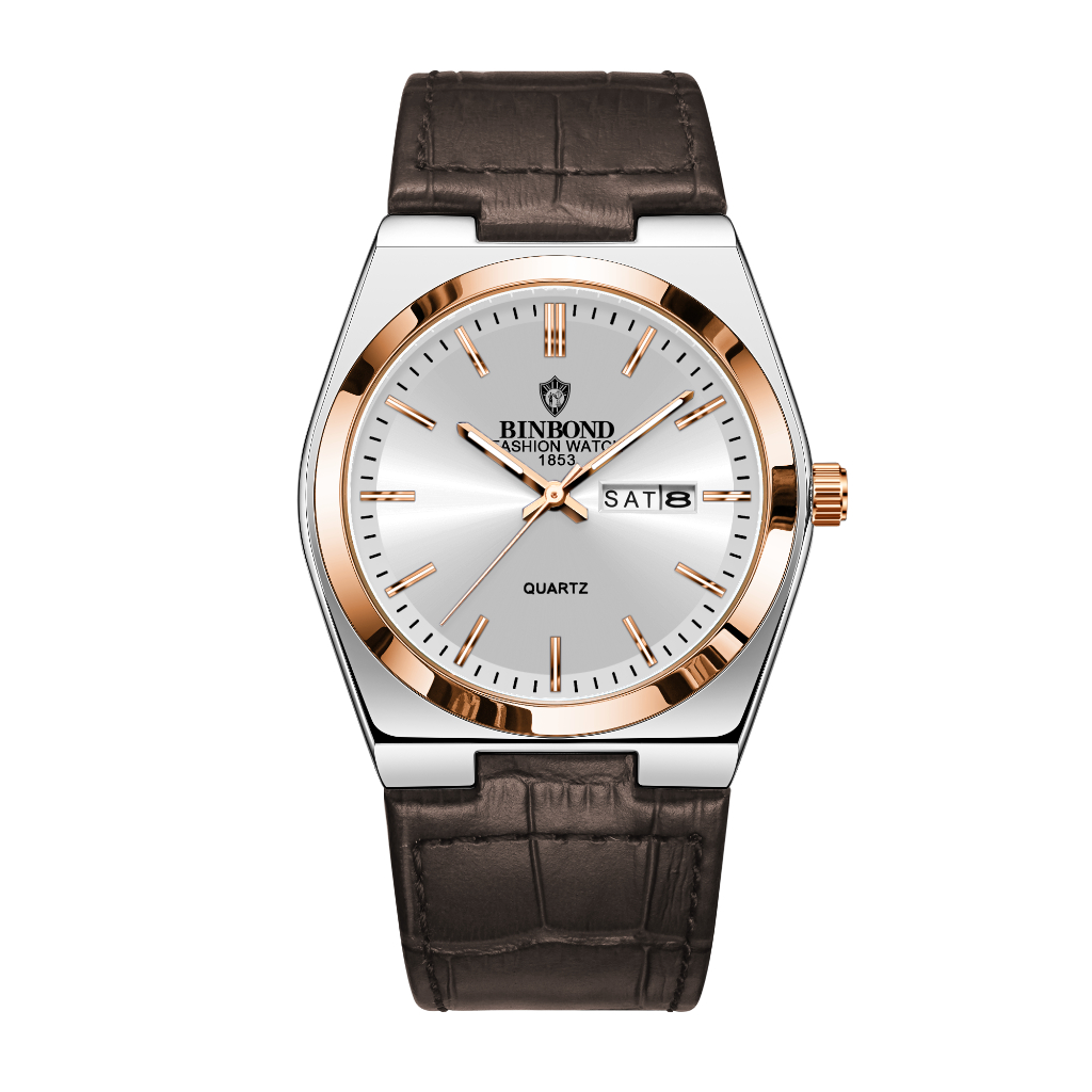 Binbang BINBOND B102 Moda Nova Fivela De Aço Inoxidável Relógio Masculino Casual De Quartzo Calendário Fino