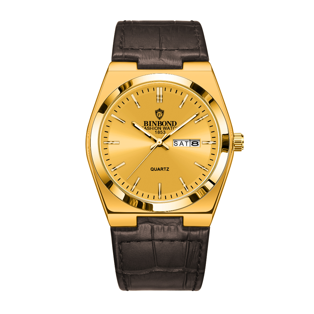 Binbang BINBOND B102 Moda Nova Fivela De Aço Inoxidável Relógio Masculino Casual De Quartzo Calendário Fino