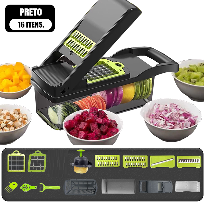 Fatiador de cozinha multifuncional profissional em aço inoxidável 16 em 1 fatiador de vegetais/frutas/legumes