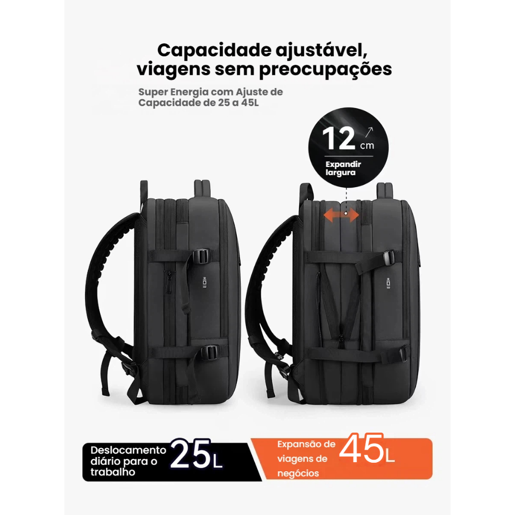 Mochila Para Laptop Reforçada Expansível À Prova D'água Homens E Mulheres