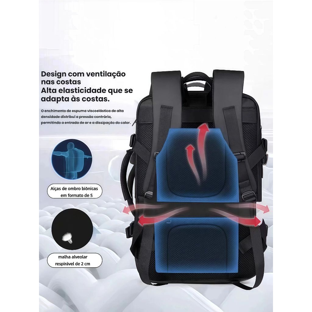 Mochila Para Laptop Reforçada Expansível À Prova D'água Homens E Mulheres