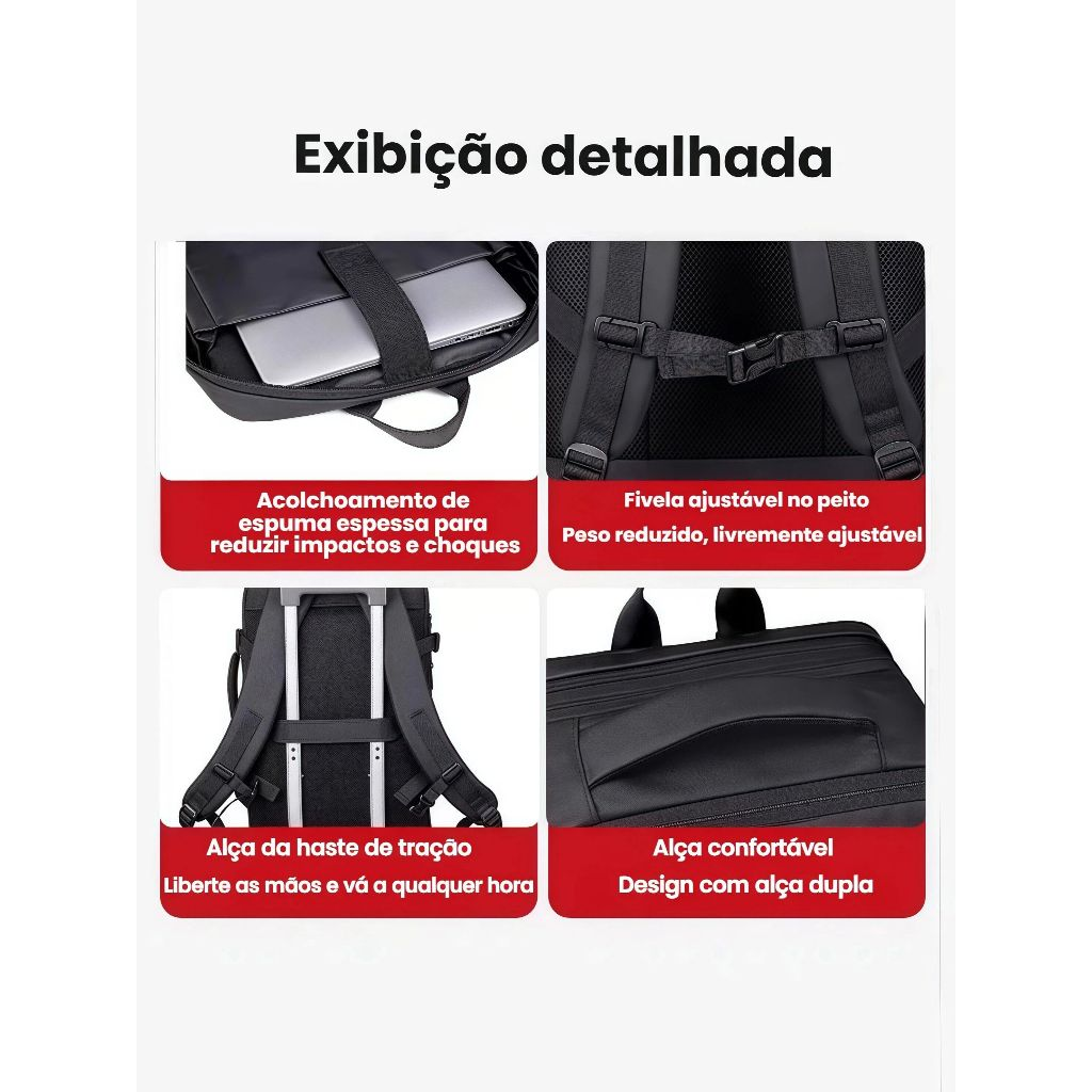 Mochila Para Laptop Reforçada Expansível À Prova D'água Homens E Mulheres
