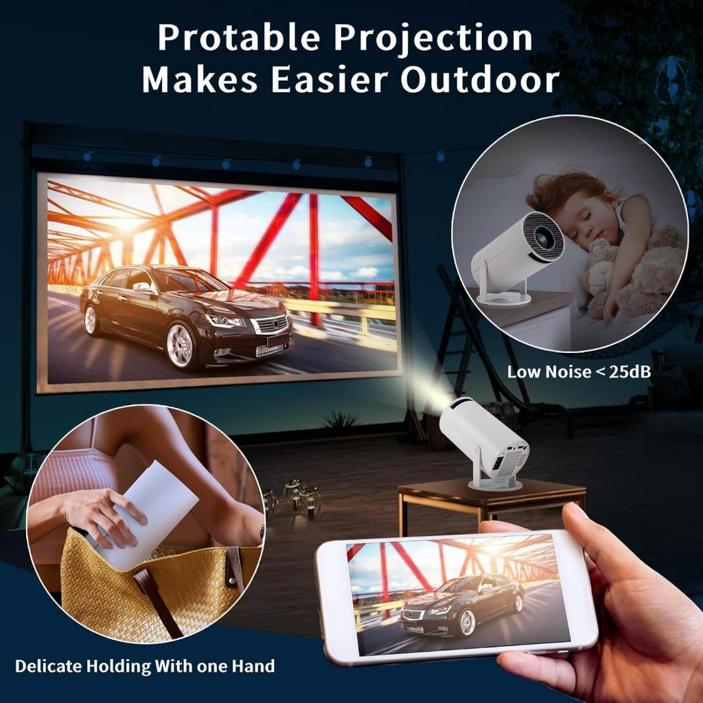 Projetor HY300 Original Portátil Smart Android 11 4K Ultra HD HDMI Wifi Bluetooth Alto Falante Embutido