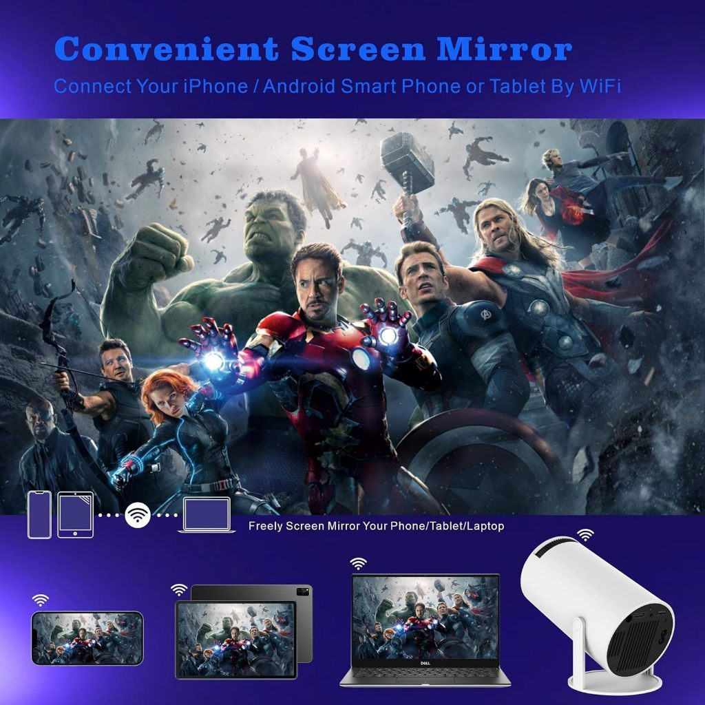 Projetor HY300 Original Portátil Smart Android 11 4K Ultra HD HDMI Wifi Bluetooth Alto Falante Embutido