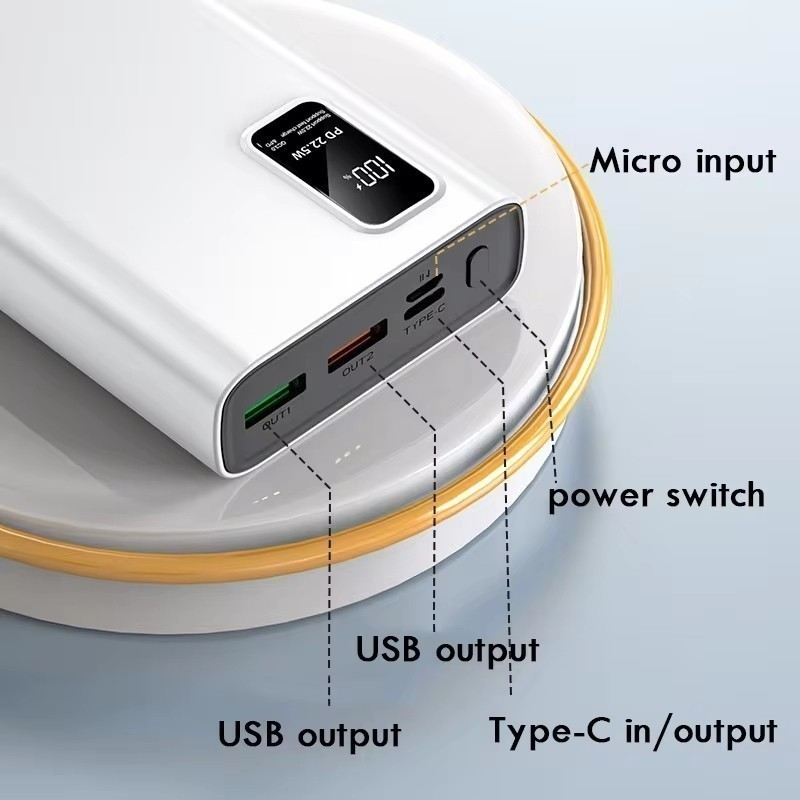 Carregador Portátil 20000mah Grande Capacidade Power Bank Usb c 22.5w Rápido Portátil Bateria