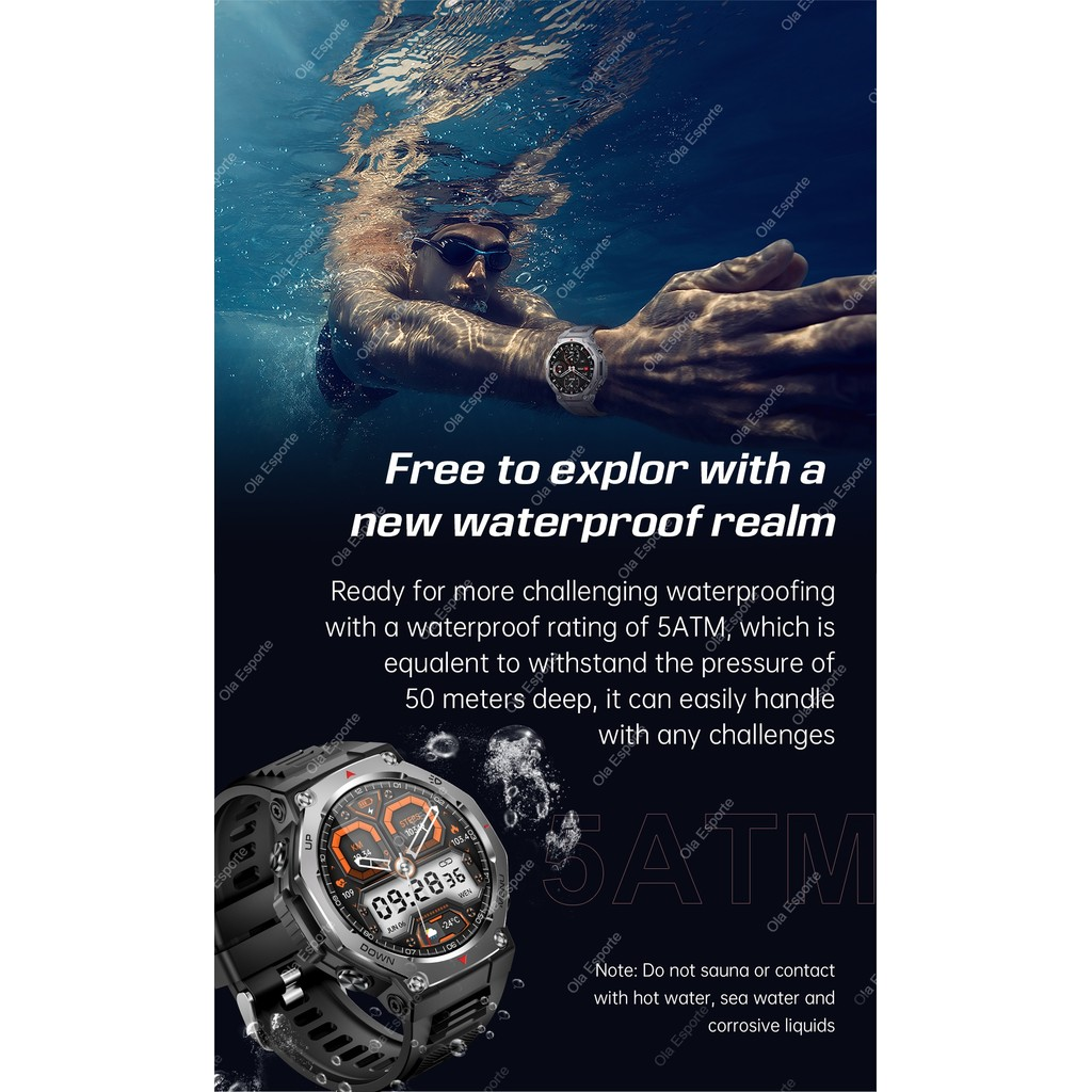 T-Rex 3 GPS Relógio Inteligente 5ATM IP69K À Prova Dip69 Água Rastreador Altímetro Chamada Militar Esporte Smartwatch Ma