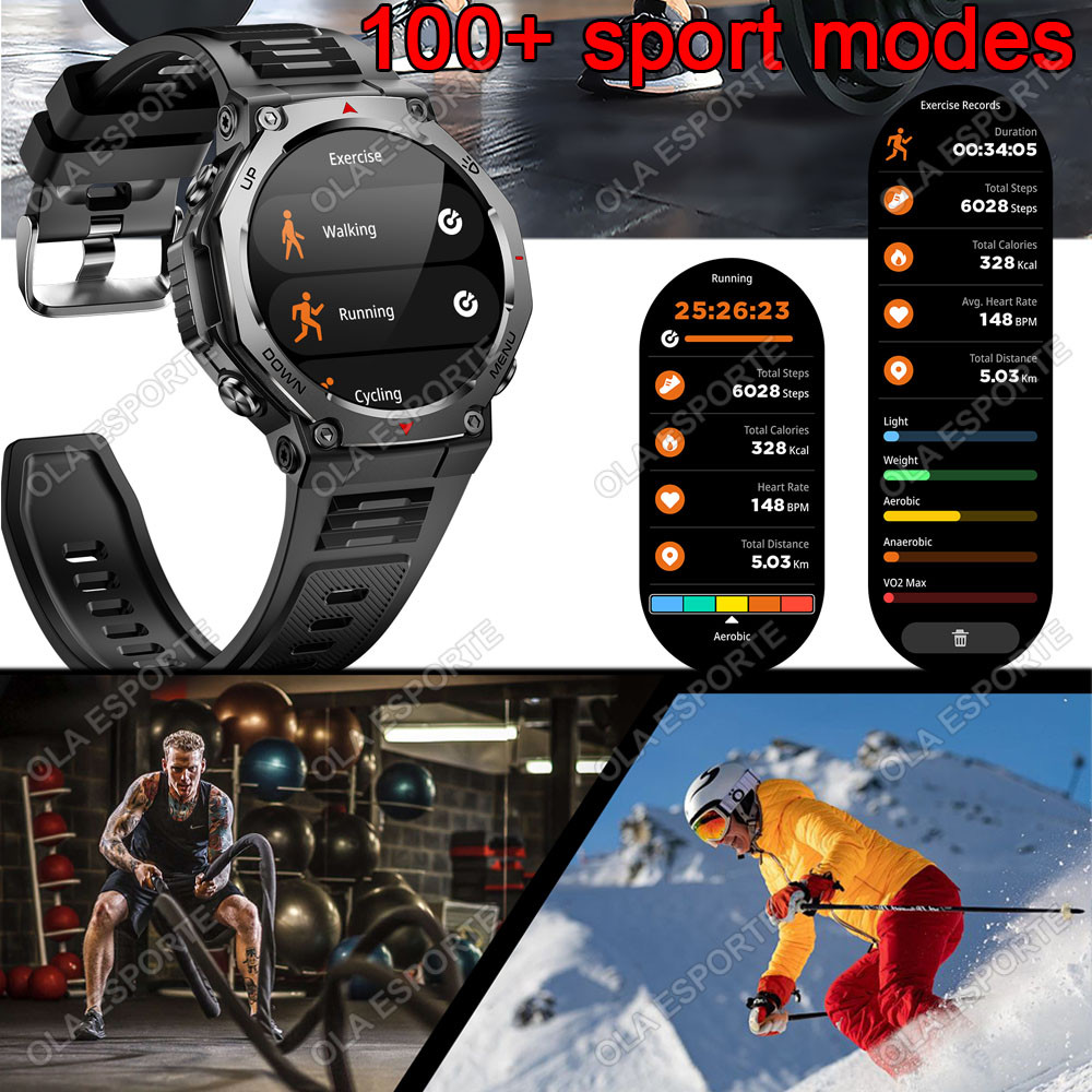 T-Rex 3 GPS Relógio Inteligente 5ATM IP69K À Prova Dip69 Água Rastreador Altímetro Chamada Militar Esporte Smartwatch Ma