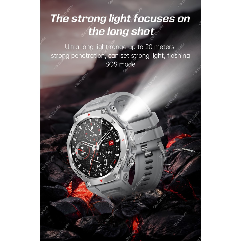 T-Rex 3 GPS Relógio Inteligente 5ATM IP69K À Prova Dip69 Água Rastreador Altímetro Chamada Militar Esporte Smartwatch Ma