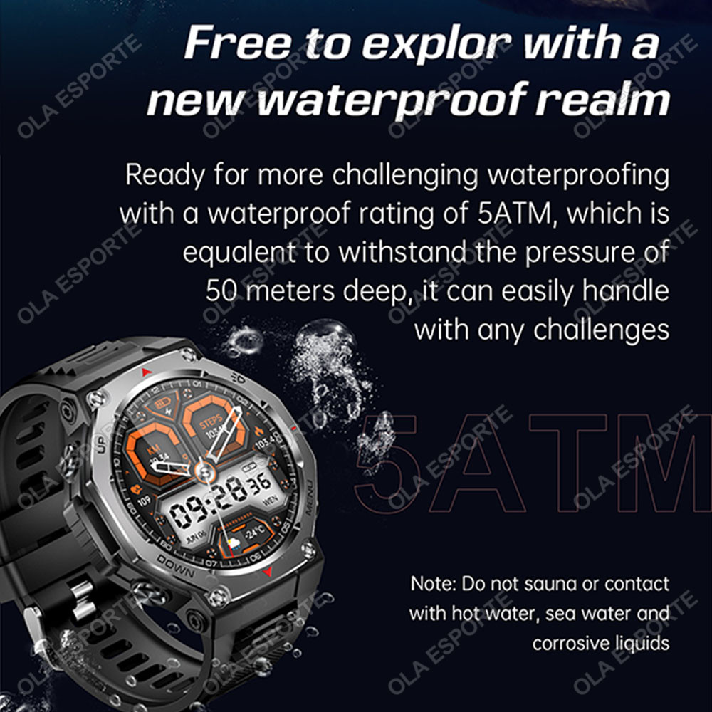 T-Rex 3 GPS Relógio Inteligente 5ATM IP69K À Prova Dip69 Água Rastreador Altímetro Chamada Militar Esporte Smartwatch Ma