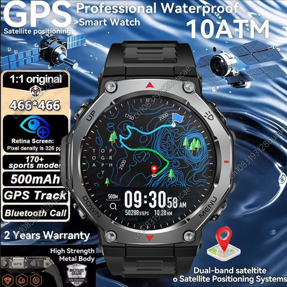 T-Rex 3 GPS Relógio Inteligente 5ATM IP69K À Prova Dip69 Água Rastreador Altímetro Chamada Militar Esporte Smartwatch Ma
