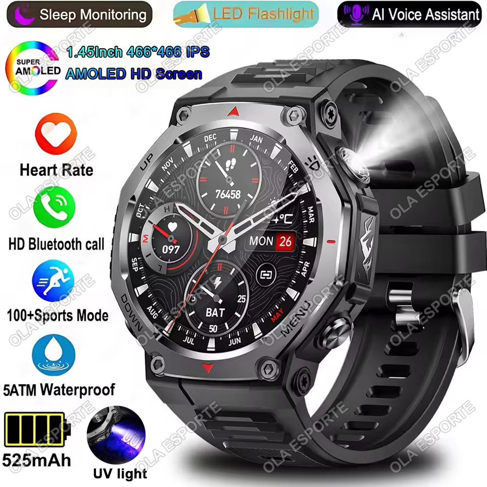 T-Rex 3 GPS Relógio Inteligente 5ATM IP69K À Prova Dip69 Água Rastreador Altímetro Chamada Militar Esporte Smartwatch Ma