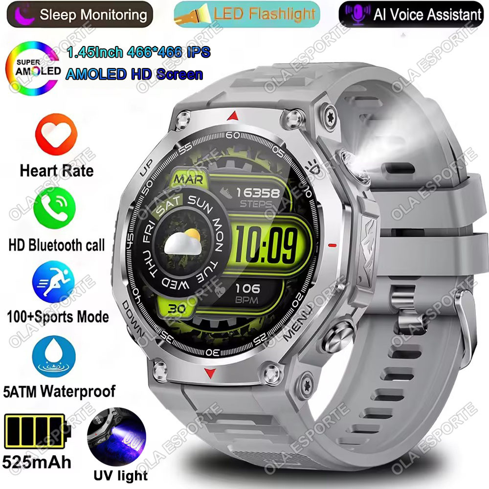 T-Rex 3 GPS Relógio Inteligente 5ATM IP69K À Prova Dip69 Água Rastreador Altímetro Chamada Militar Esporte Smartwatch Ma