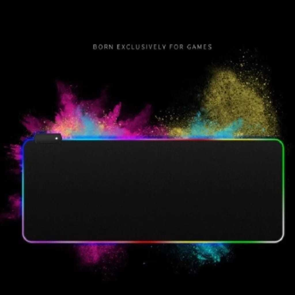 Mouse Pad Gamer Grande Speed Borda Led 7 Cores Mousepad Rgb Impermeável 300mmX800mm