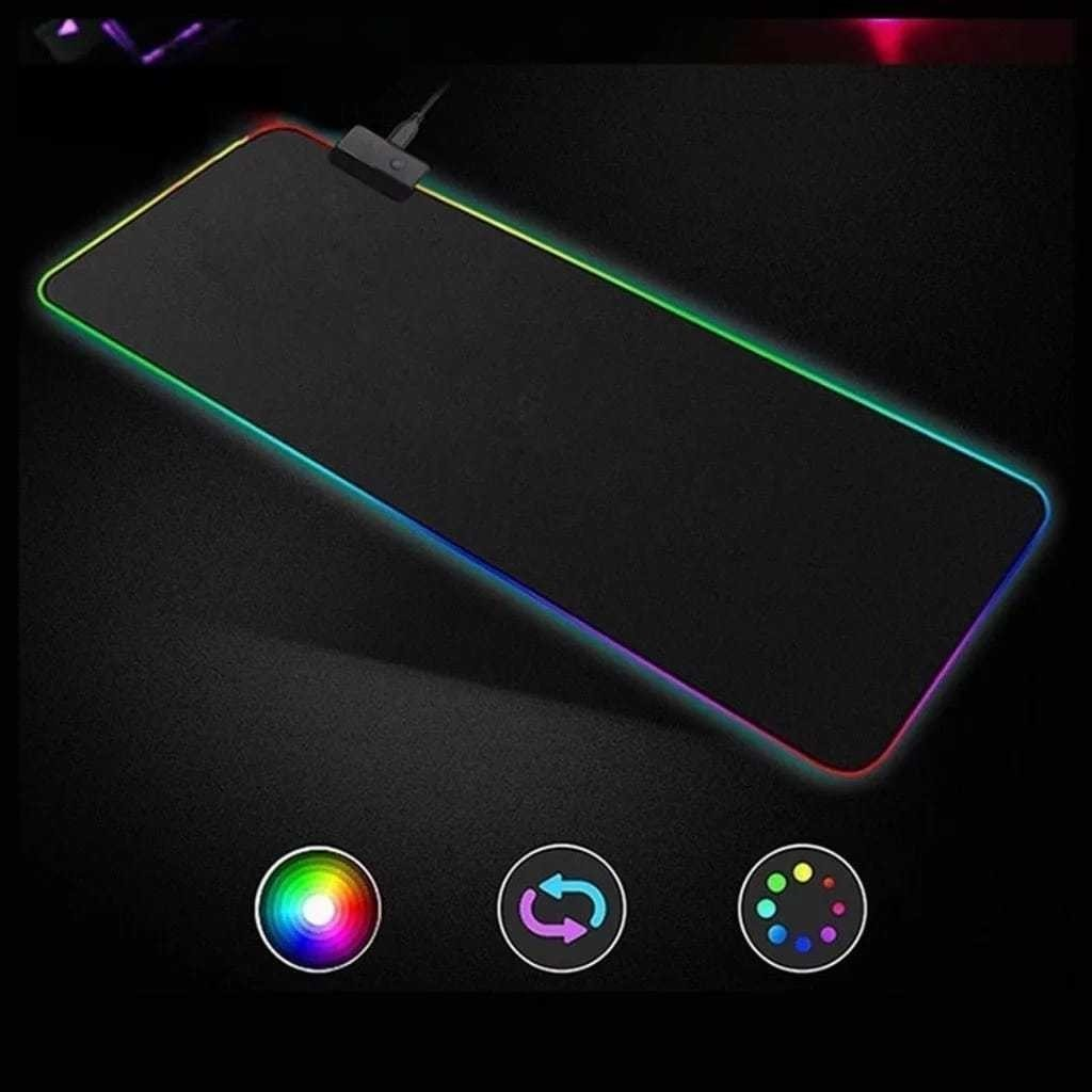 Mouse Pad Gamer Grande Speed Borda Led 7 Cores Mousepad Rgb Impermeável 300mmX800mm