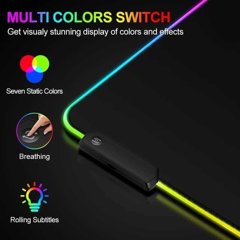 Mouse Pad Gamer Grande Speed Borda Led 7 Cores Mousepad Rgb Impermeável 300mmX800mm