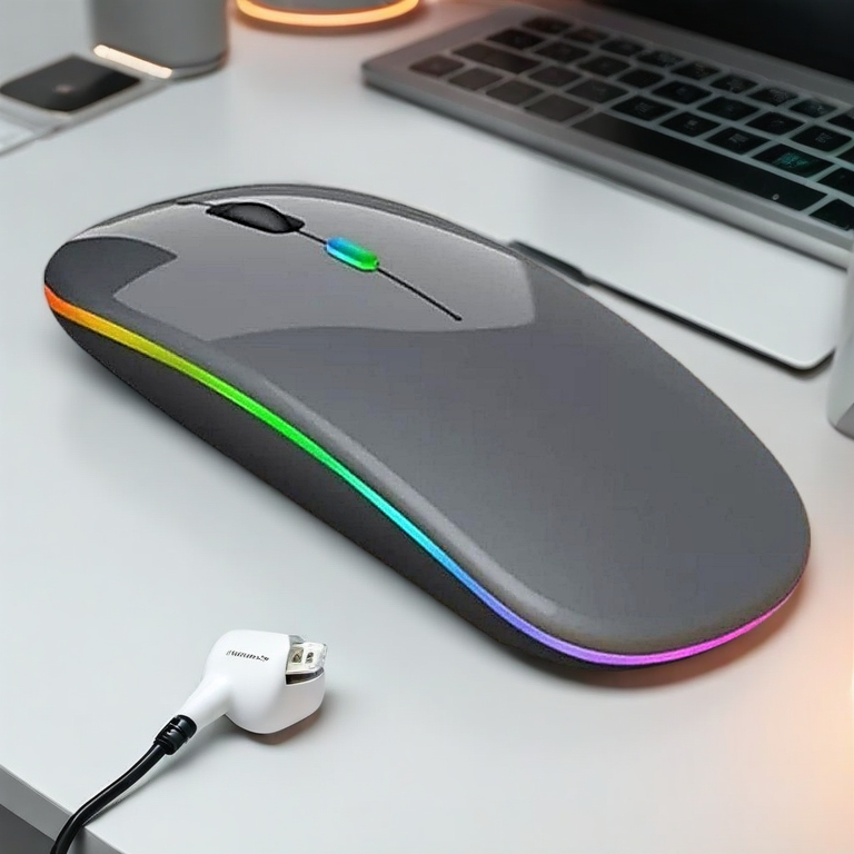 Mouse Sem Fio Recarregável Wireless Led Rgb Ergonômico Novo