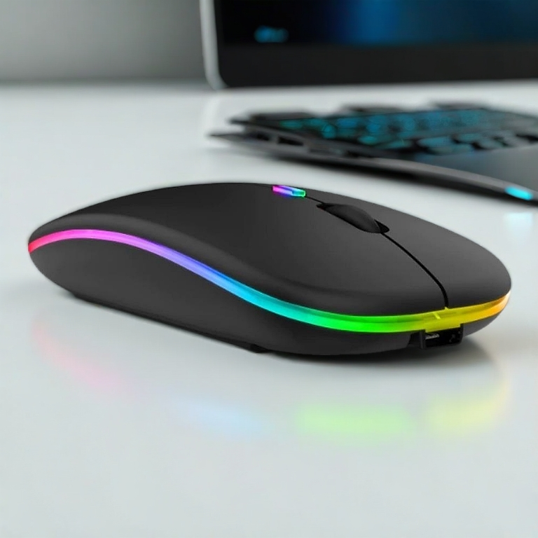 Mouse Sem Fio Recarregável Wireless Led Rgb Ergonômico Novo